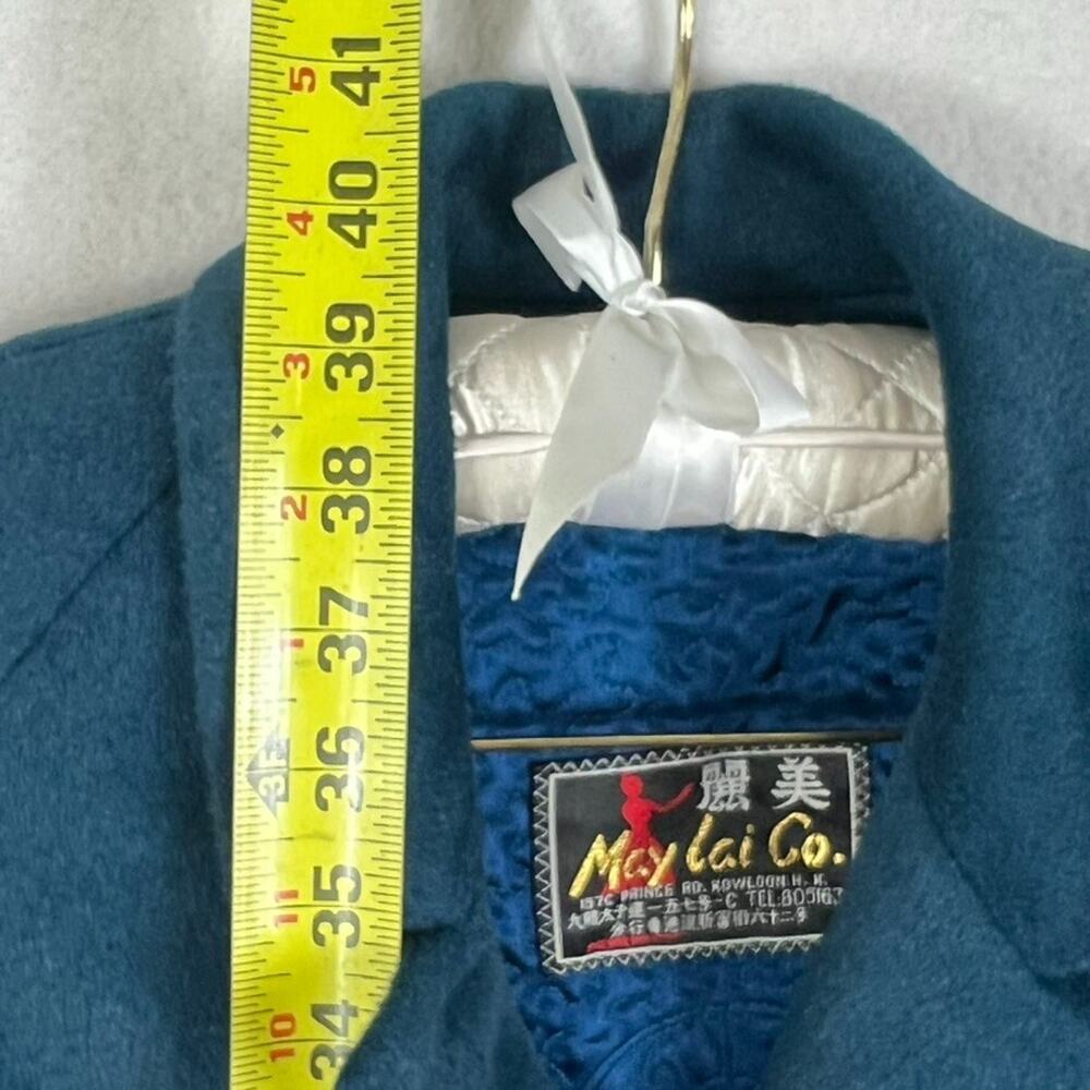 May Lai Co Overcoat Womens S-M Blue Wool Single Breasted Two Button Notch Lapel - Picture 15 of 16